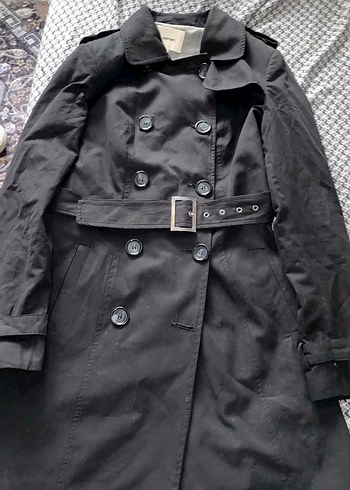 Koton Siyah Kuşaklı Midi Trençkot - Görsel 4