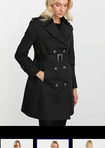 Koton Siyah Kuşaklı Midi Trençkot - Görsel 3