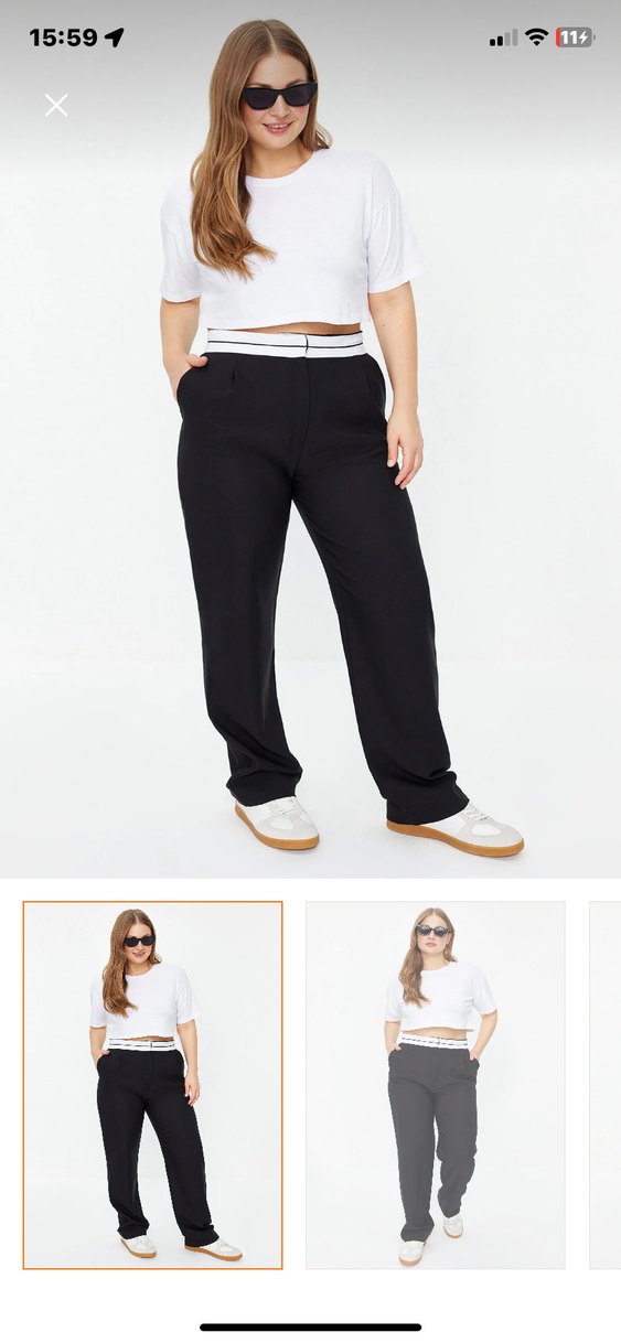 Büyük beden siyah Kadın Kumaş Pantolon Regular Fit - Görsel 2