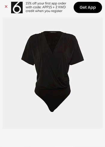 Siyah sandy kumaş V Yaka Kısa Kollu bluz - Görsel 2