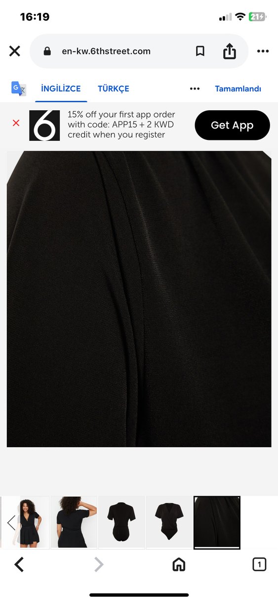 Siyah sandy kumaş V Yaka Kısa Kollu bluz - Görsel 3