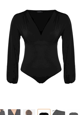 Curve Siyah V Yaka Uzun Kollu Bluz - Görsel 4