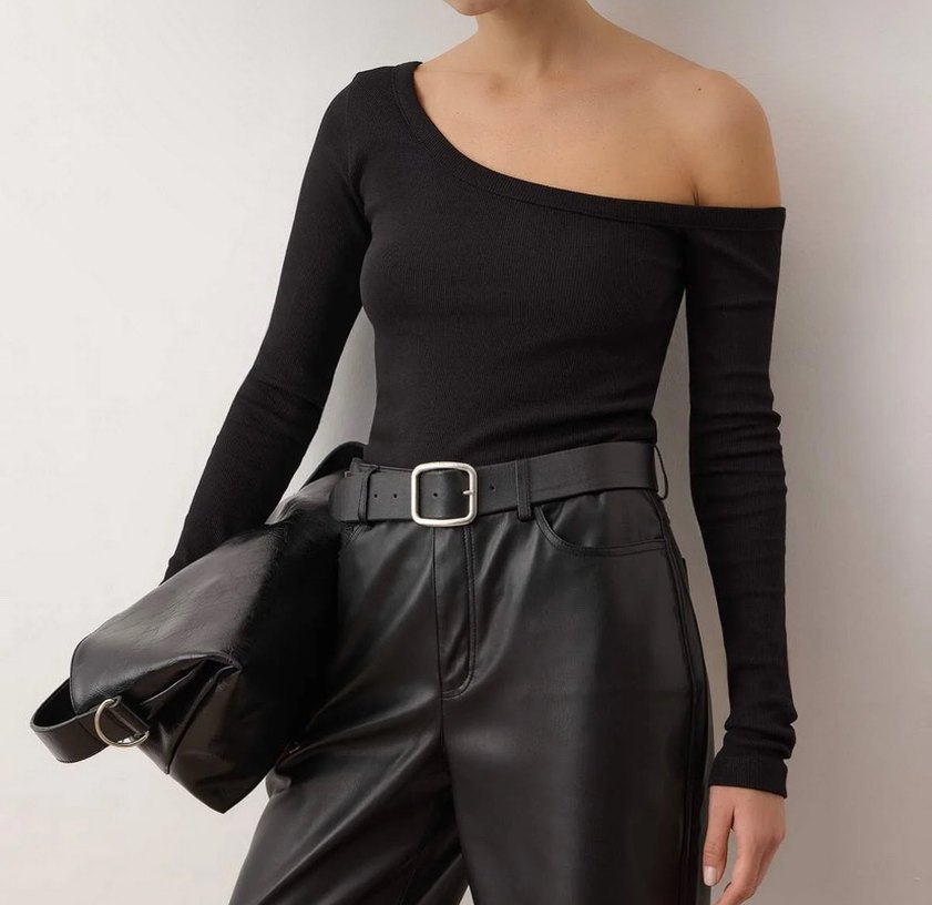 milla Tek Omuz Siyah Uzun Kollu Bluz - Görsel 2