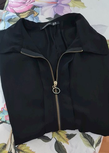 Fermuar detaylı pileli poplin gömlek - Görsel 6