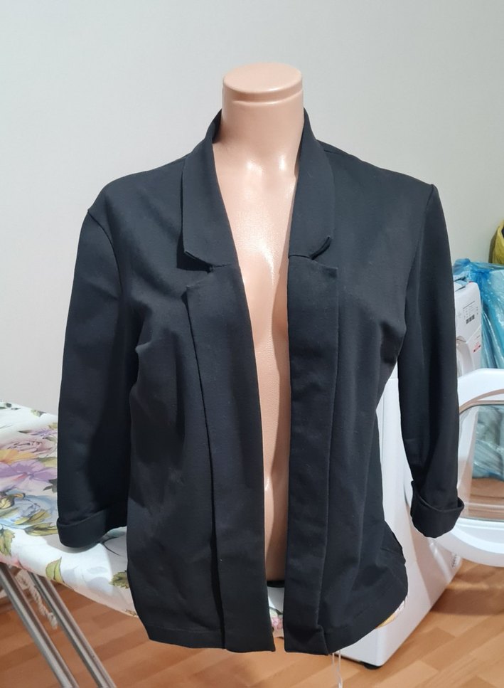 Kruvaze Yaka Penye Blazer Ceket - Görsel 3