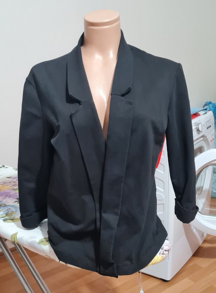 Kruvaze Yaka Penye Blazer Ceket - Görsel 2