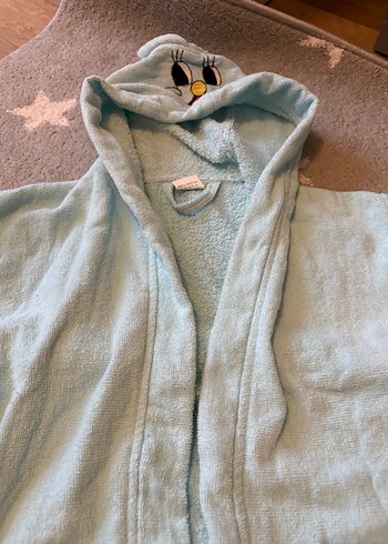 Kapüşonlu Açık Mavi Erkek Çocuk Bornozu - Görsel 2