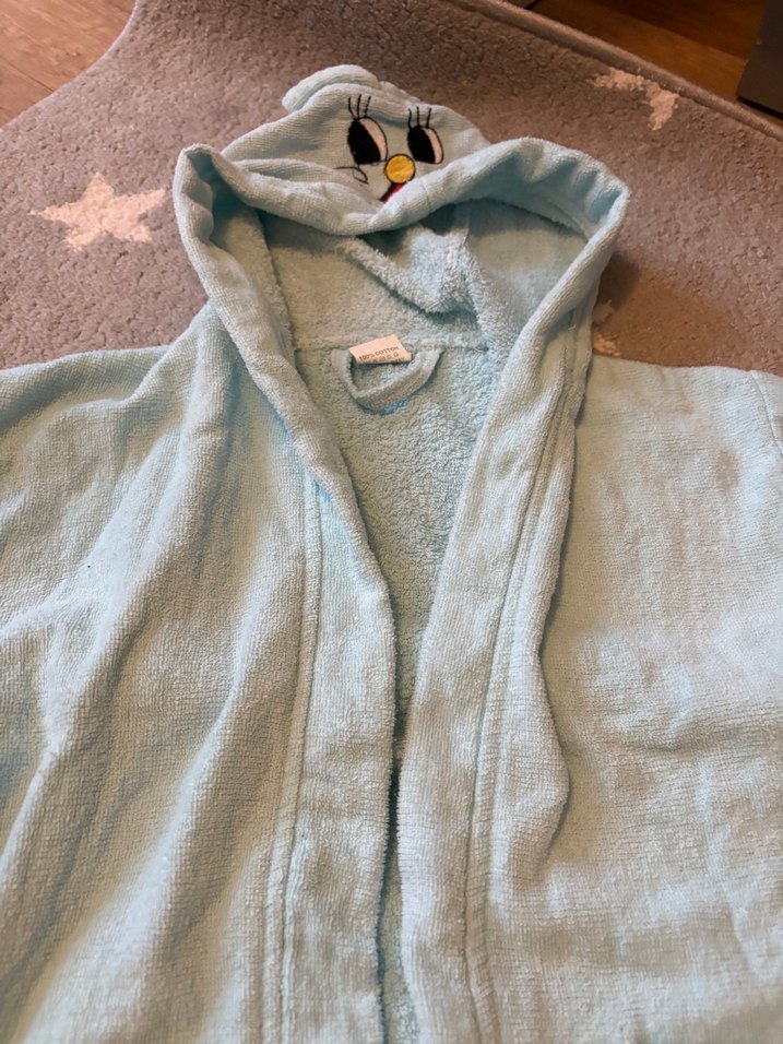 Kapüşonlu Açık Mavi Erkek Çocuk Bornozu - Görsel 2