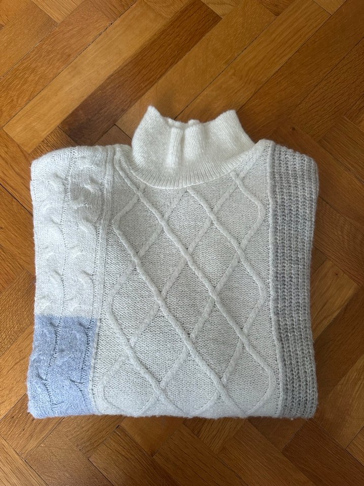 Kadın Blok Desenli Kazak - Görsel 4