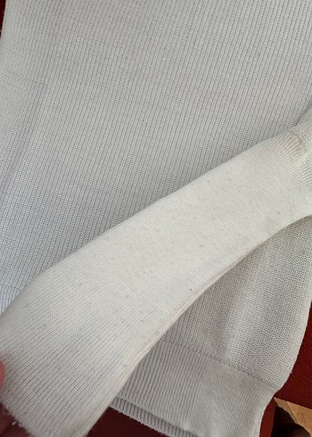 Düğmeli Beyaz Kadın Triko Kazak - Görsel 4