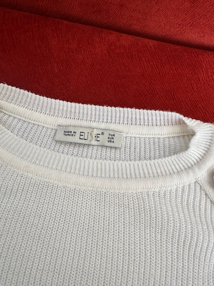 Düğmeli Beyaz Kadın Triko Kazak - Görsel 2