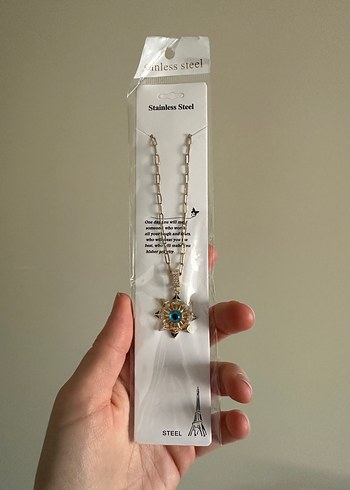 Kadın Çelik Nazar Boncuklu Kolye - Görsel 2