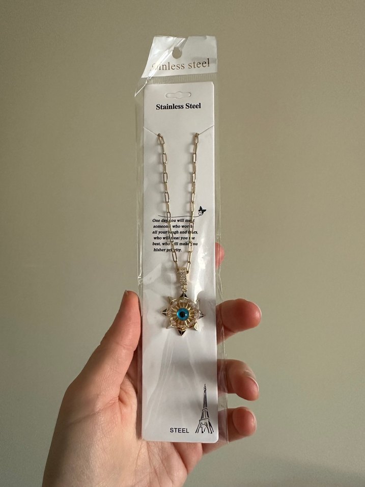 Kadın Çelik Nazar Boncuklu Kolye - Görsel 2