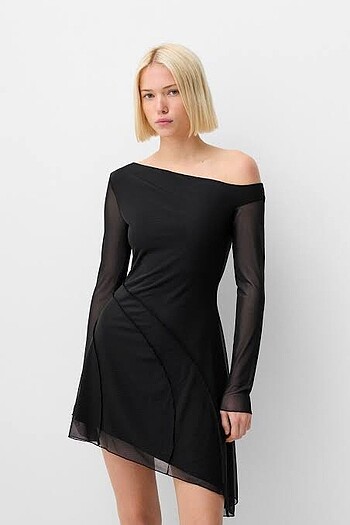 BERSHKA Asimetrik Mini Elbise