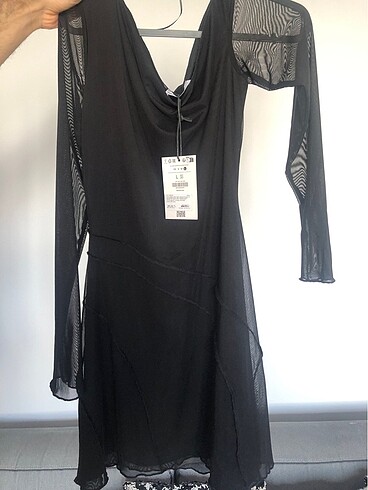 l Beden siyah Renk BERSHKA Asimetrik Mini Elbise