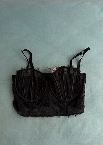 Uzun Siyah  Nakışlı Sütyen - Görsel 5