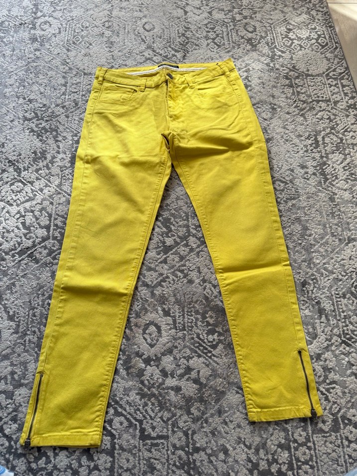 Sarı Kadın Kumaş Pantolon Fermuarlı - Görsel 2