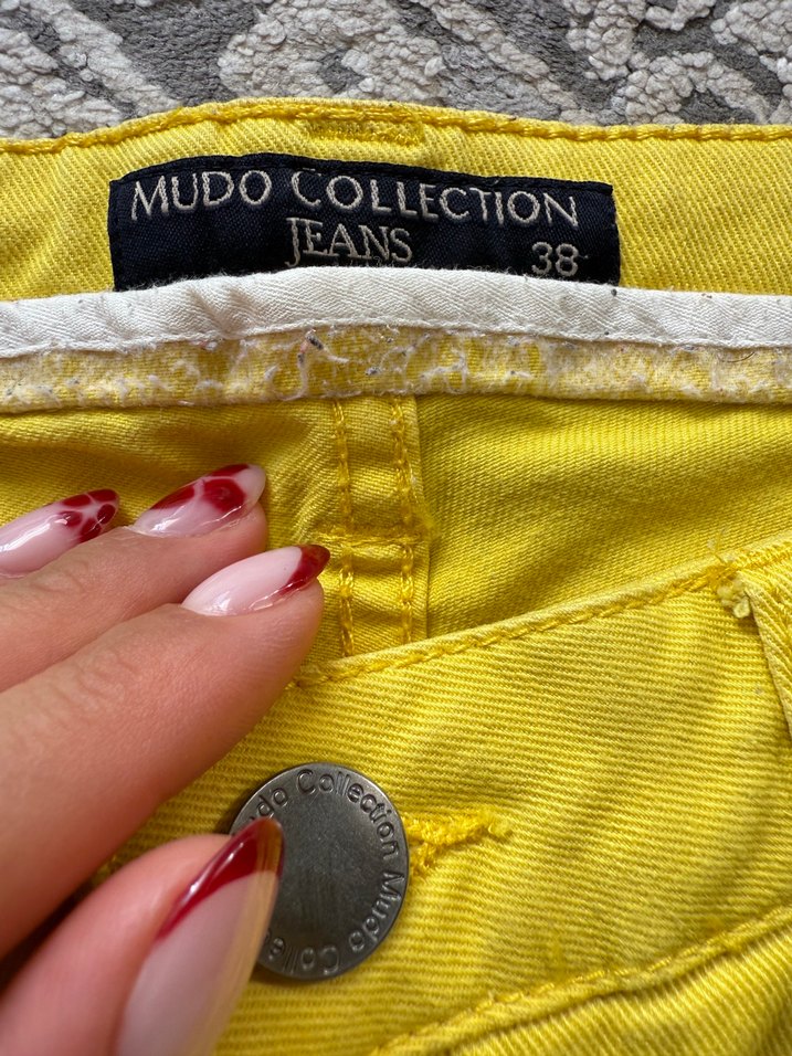 Sarı Kadın Kumaş Pantolon Fermuarlı - Görsel 3