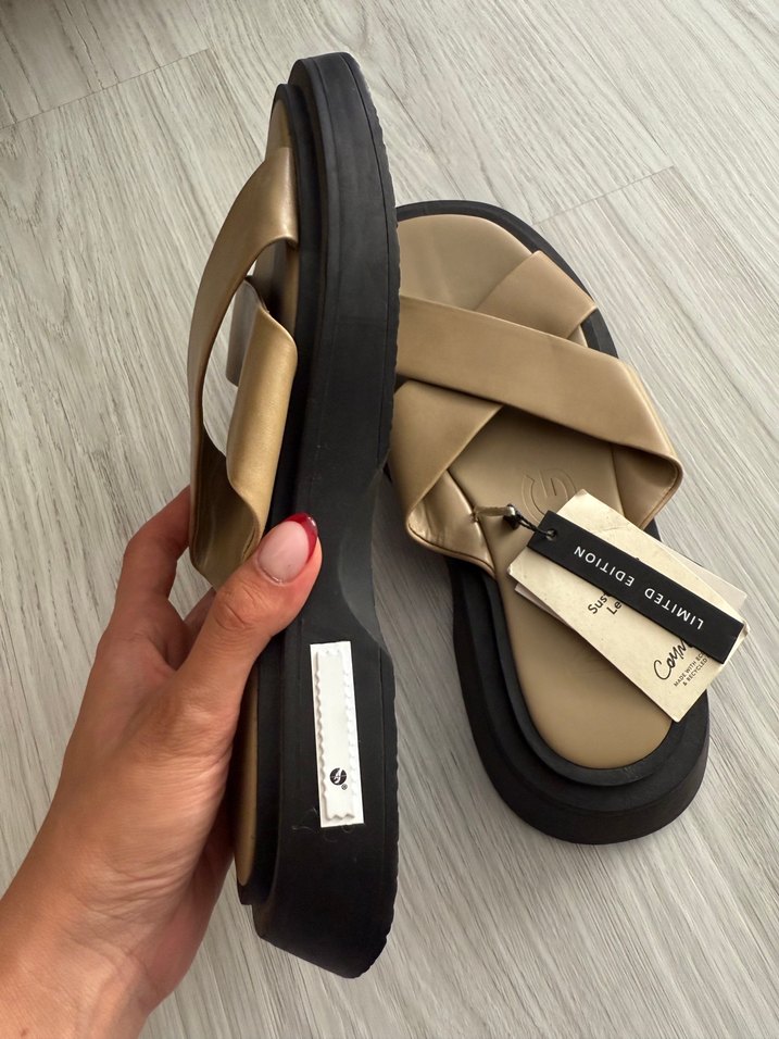 Bej haki karışımı Platform Topuklu Kadın Terlik - Görsel 3