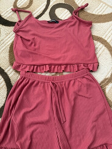 s Beden pembe Renk Alt üst şortlu pijama takımı