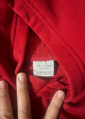 Kırmızı Kapüşonlu çocuk Sweatshirt - Görsel 2