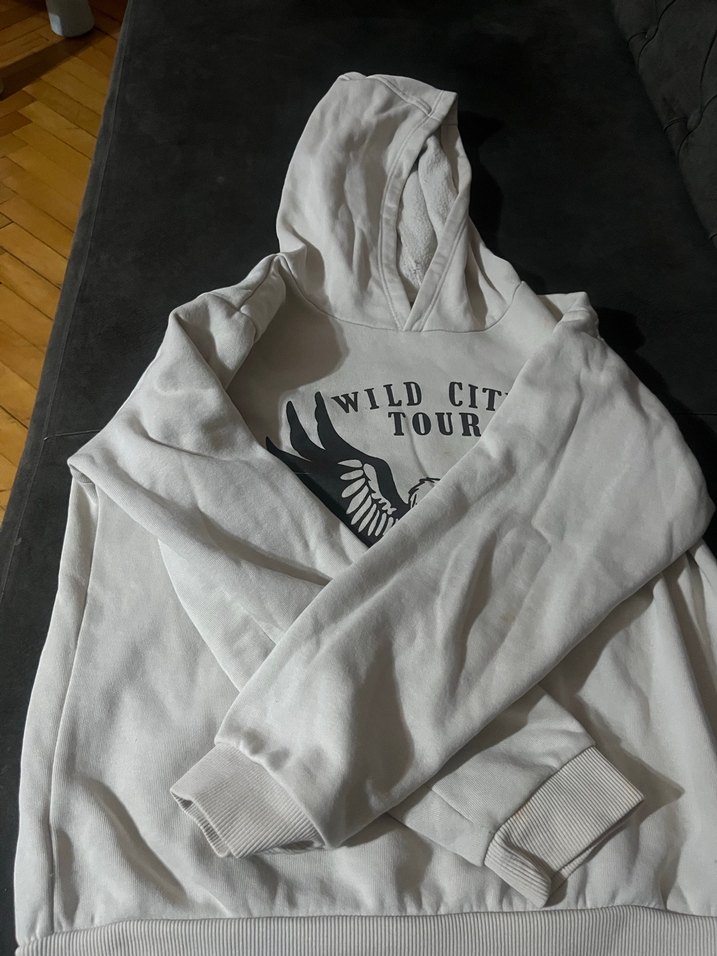 Beyaz Kapüşonlu Baskılı çocukSweatshirt - Görsel 2