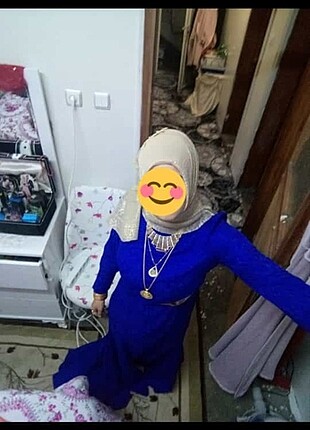 Gece mavisi abiye tesettür giyim