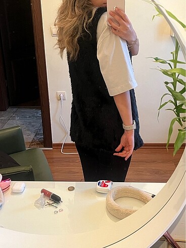 Cepli Siyah Kürk Yelek - Görsel 2