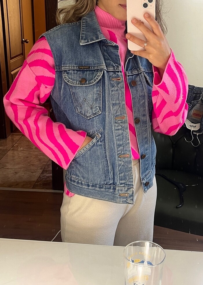 Vintage wrangler jean yelek - Görsel 2