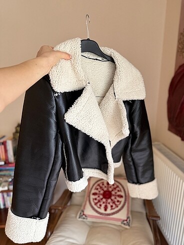 İçi Suni Kürk Biker Ceket - Görsel 7