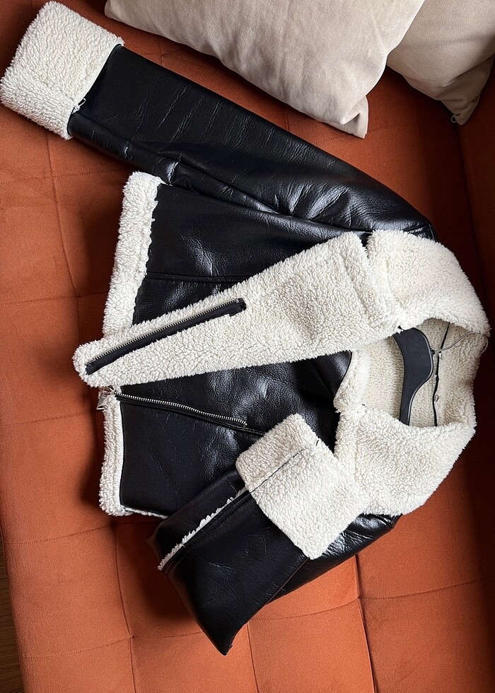 İçi Suni Kürk Biker Ceket - Görsel 2