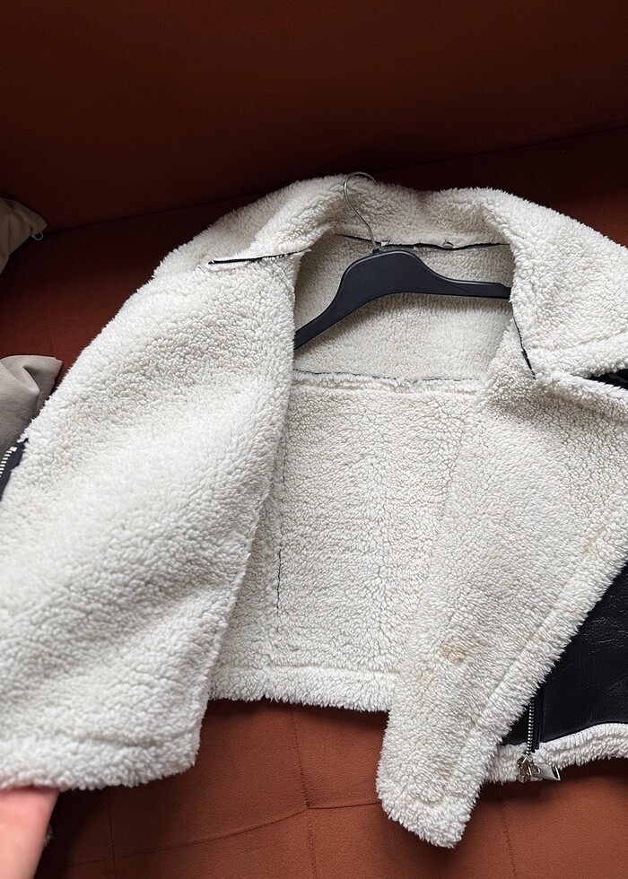 İçi Suni Kürk Biker Ceket - Görsel 4