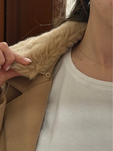 Koton Taba uzun kaşe kaban - Görsel 7