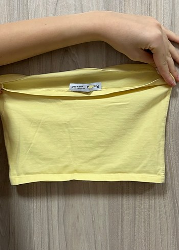 Sarı bershka straplez bluz - Görsel 2