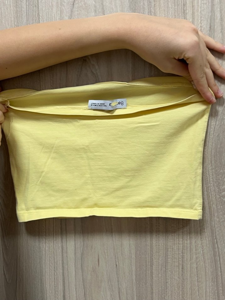 Sarı bershka straplez bluz - Görsel 2