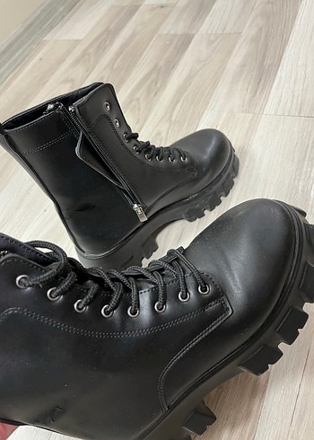 Siyah Platform Topuklu Deri Bot - Görsel 2