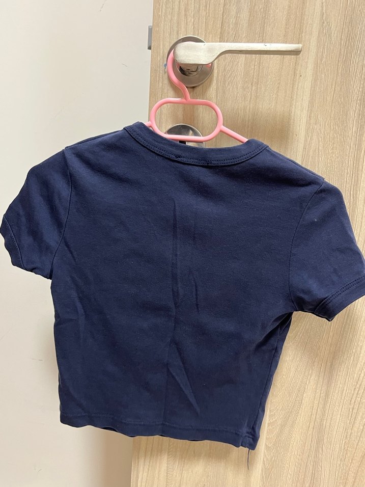 lacivert koton crop top - Görsel 3