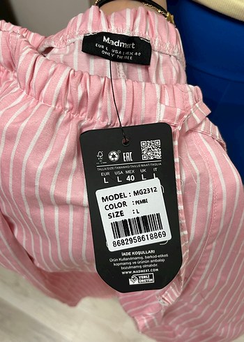Madmext Pembe Çizgili Kadın Midi Kumaş Pantolon - Görsel 3