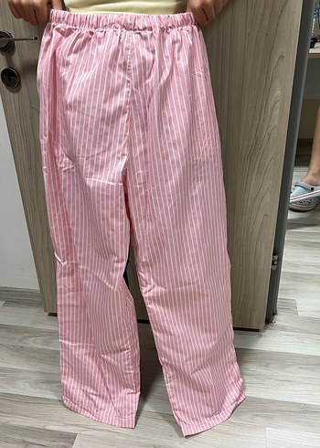 Madmext Pembe Çizgili Kadın Midi Kumaş Pantolon - Görsel 2