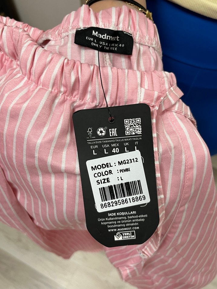 Madmext Pembe Çizgili Kadın Midi Kumaş Pantolon - Görsel 3