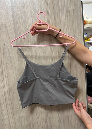 Koton sporcu kumaş Gri İnce Askılı Atlet - Görsel 2