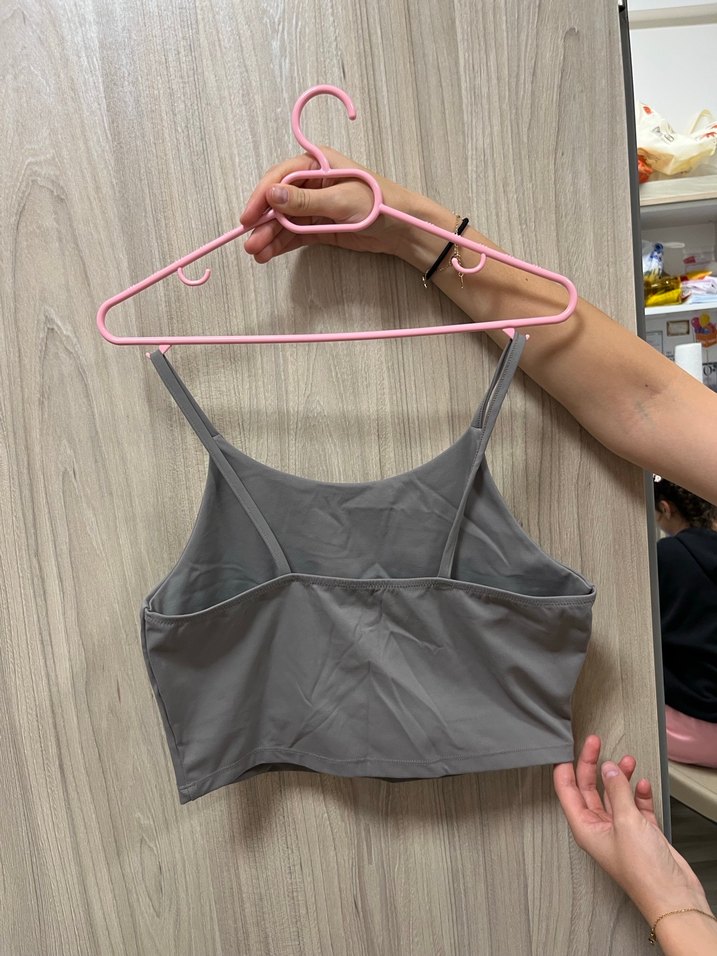 Koton sporcu kumaş Gri İnce Askılı Atlet - Görsel 2