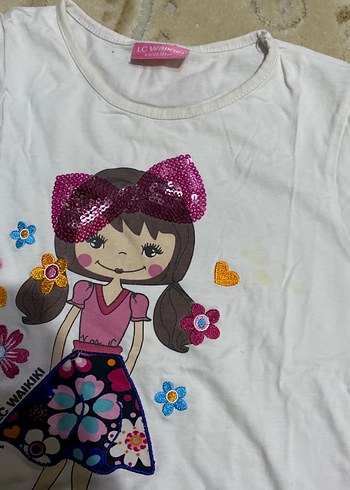 Kız Çocuk Beyaz Kısa Kollu Tişört - Görsel 2