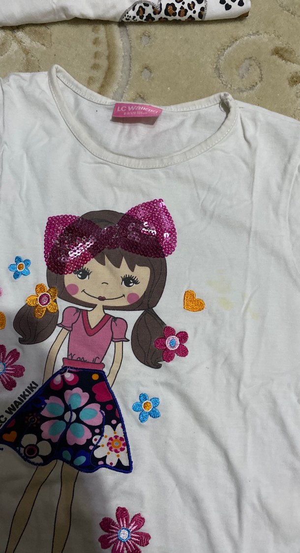 Kız Çocuk Beyaz Kısa Kollu Tişört - Görsel 2