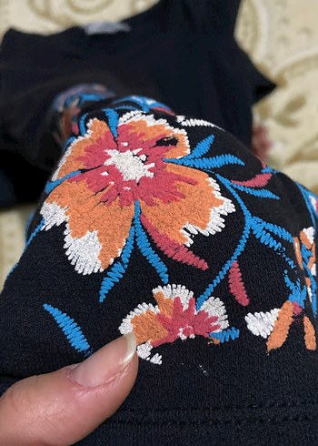 Çiçek İşlemeli Renkli Bohem Kız Elbisesi - Görsel 5