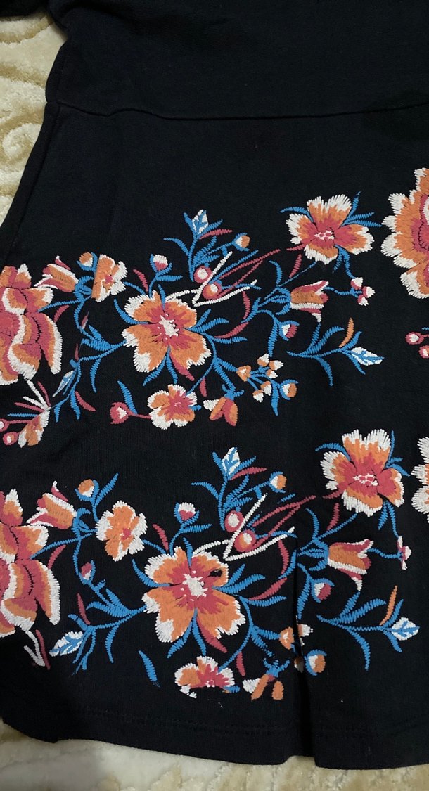 Çiçek İşlemeli Renkli Bohem Kız Elbisesi - Görsel 2