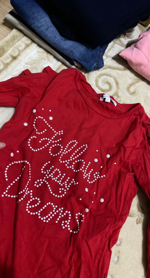 Kız Çocuk Kırmızı Uzun Kollu Tişört - Görsel 3