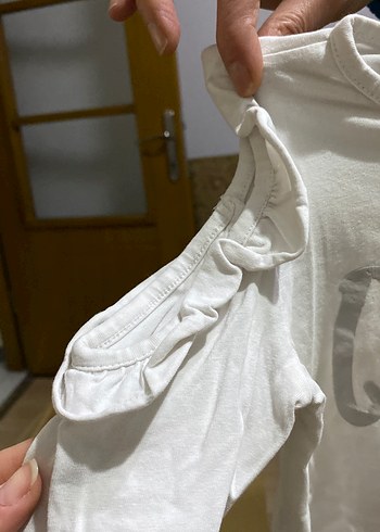 Kız Çocuk Beyaz Uzun Kollu Fırfırlı Tişört - Görsel 3