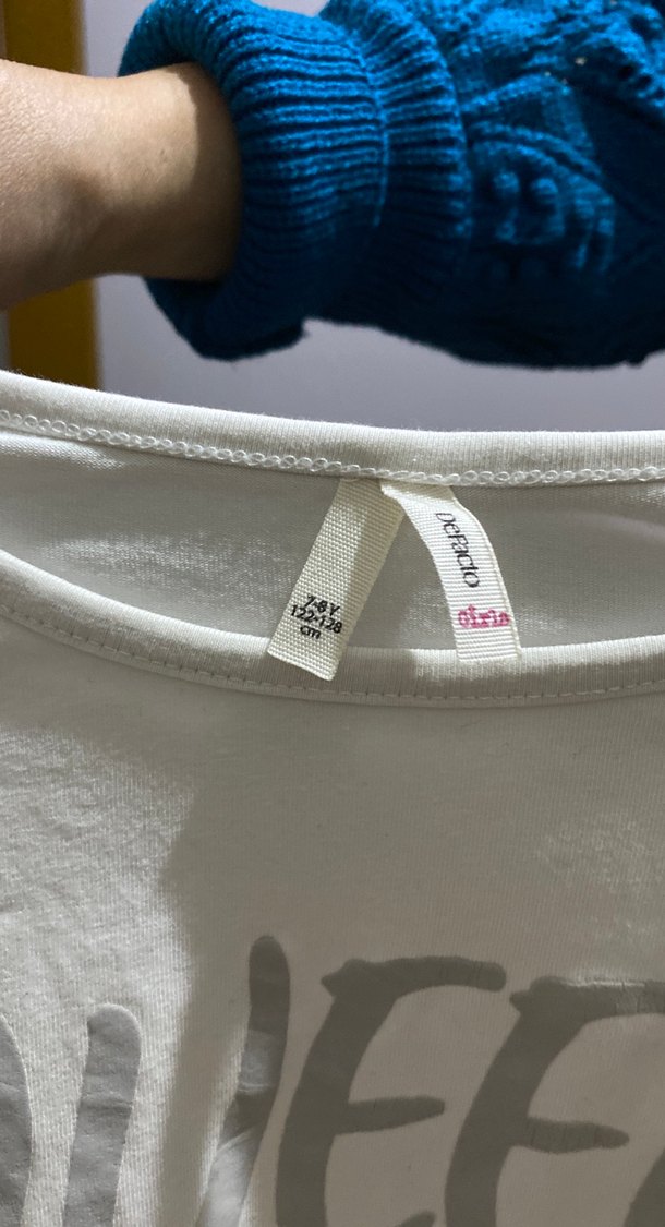 Kız Çocuk Beyaz Uzun Kollu Fırfırlı Tişört - Görsel 2