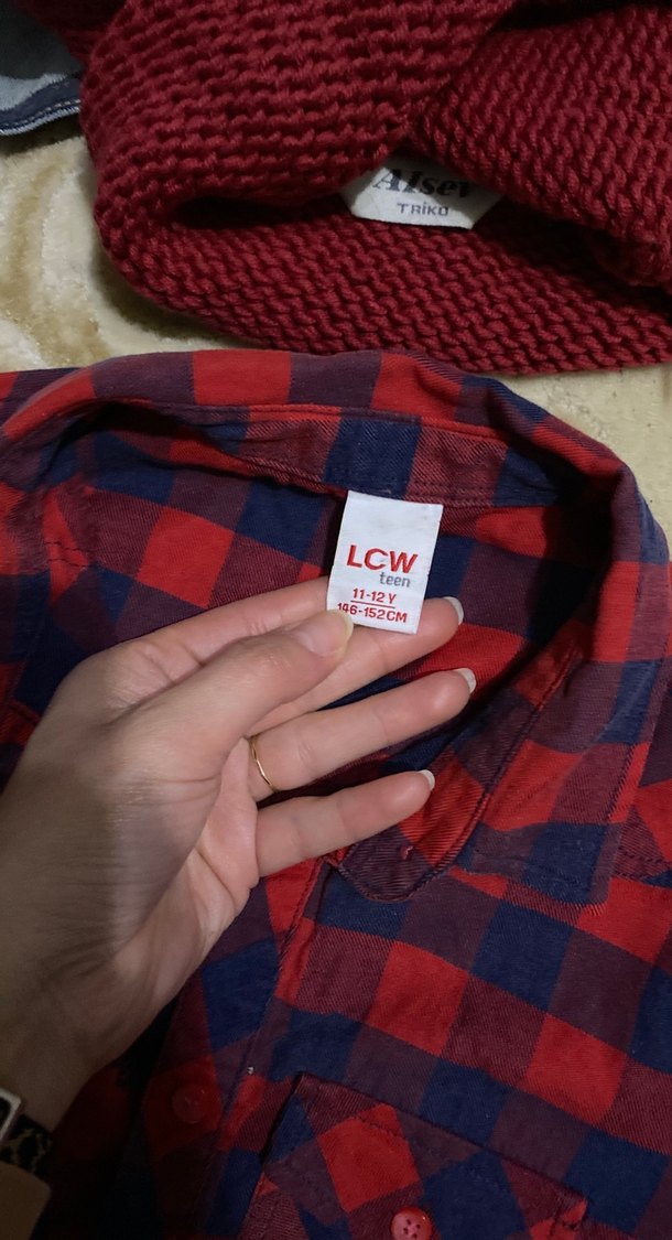 Kırmızı Kareli Pamuklu Uzun Kollu Gömlek - Görsel 2